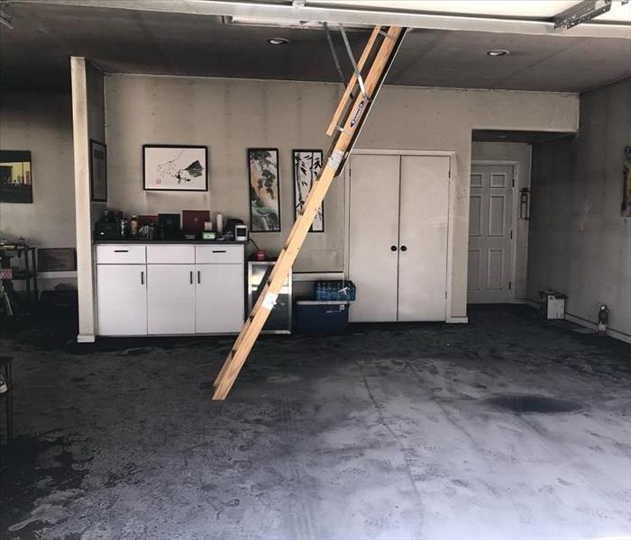 Soot damage in garage